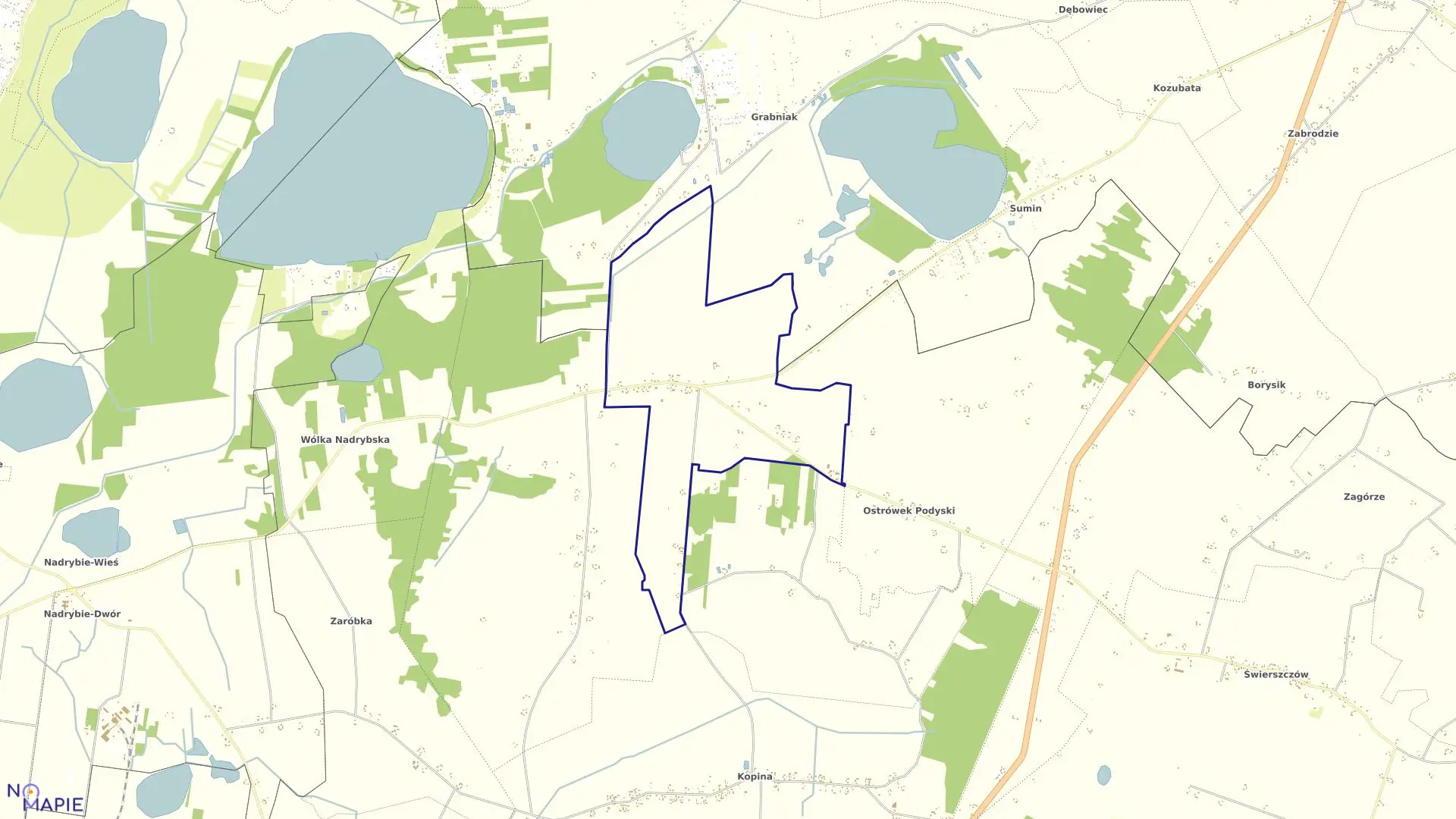 Mapa obrębu Garbatówka w gminie Cyców