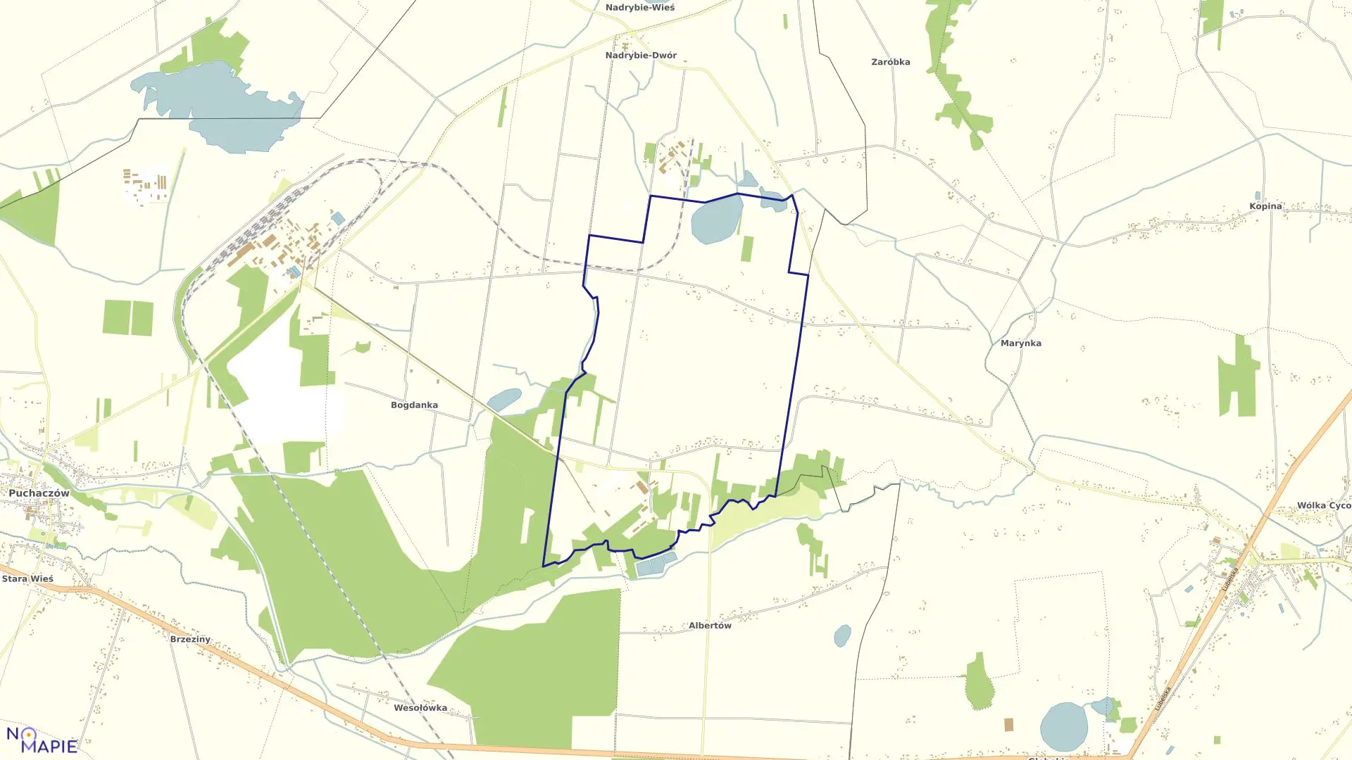 Mapa obrębu Stefanów w gminie Cyców