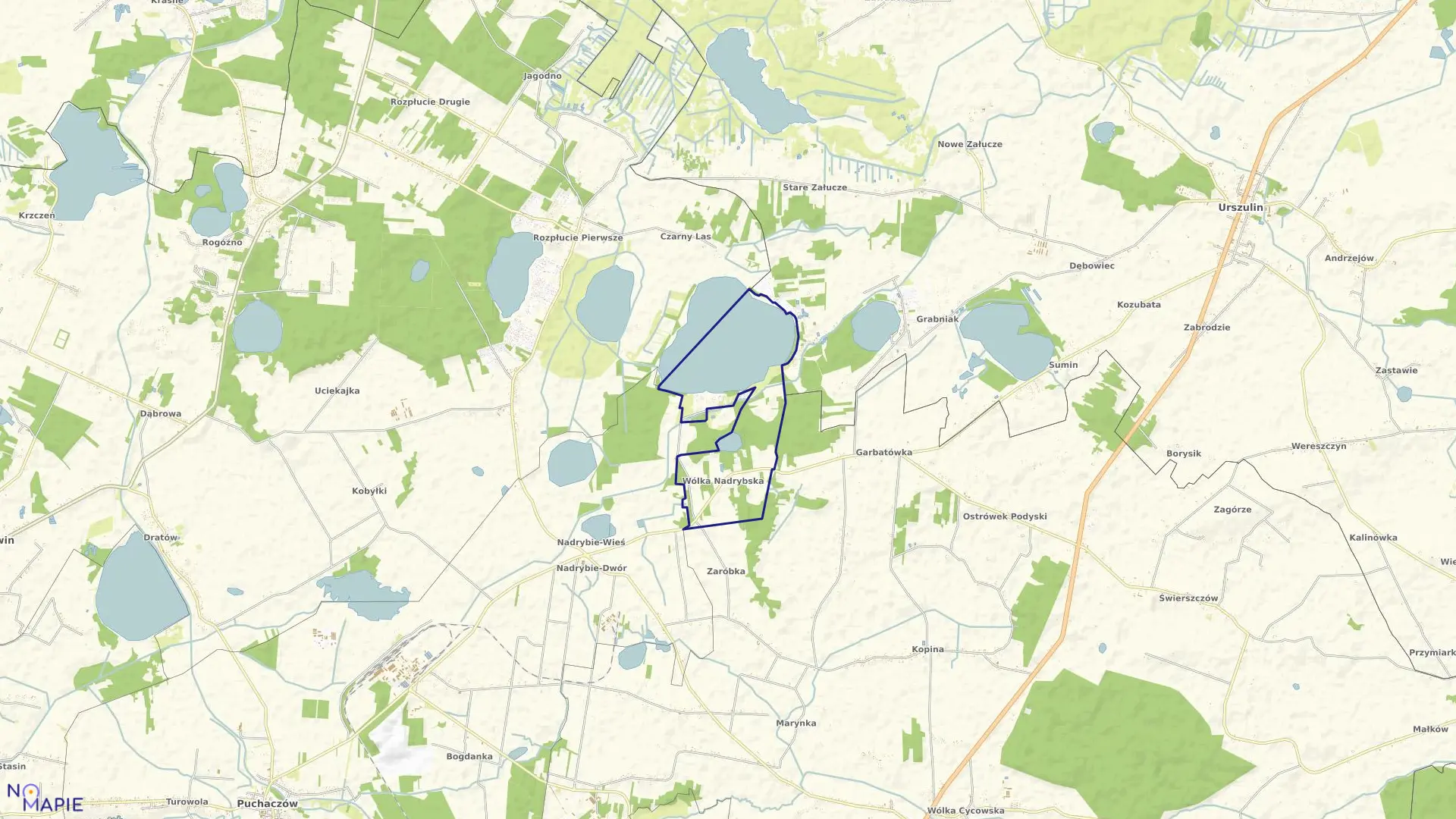 Mapa obrębu Wólka Nadrybska w gminie Cyców